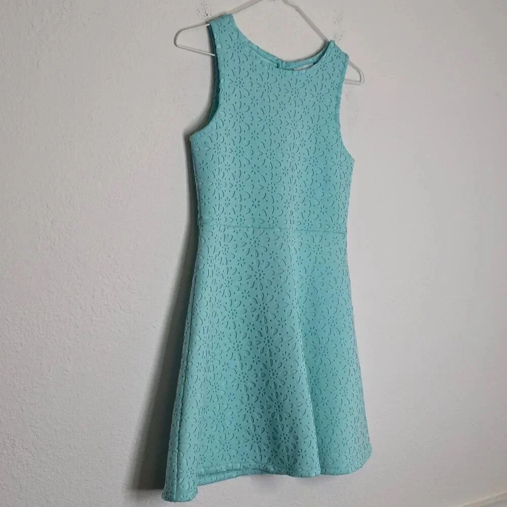 The Childrens Place Dress Daisy Floral Sz L 10/12 Laser Cut Party Coquette - Picture 4 of 16